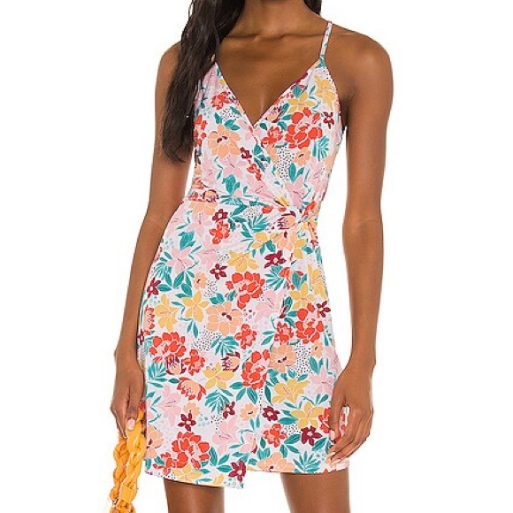 BCBGeneration Dresses & Skirts - BCBGeneration Women S Tropical Colorful 2D Floral Surplice Mini Dress NWT